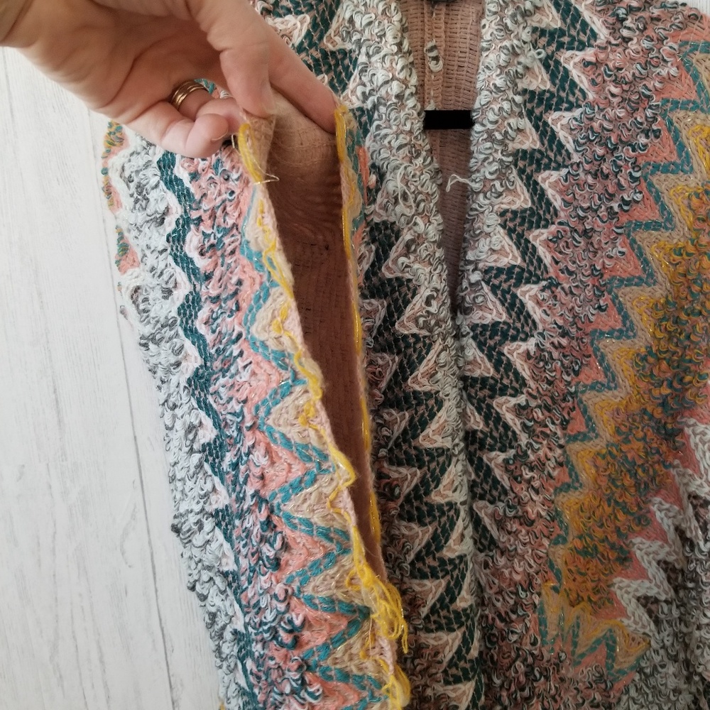 David & Young Multi Knit Pink Poncho Wrap One Size - Picture 4 of 7